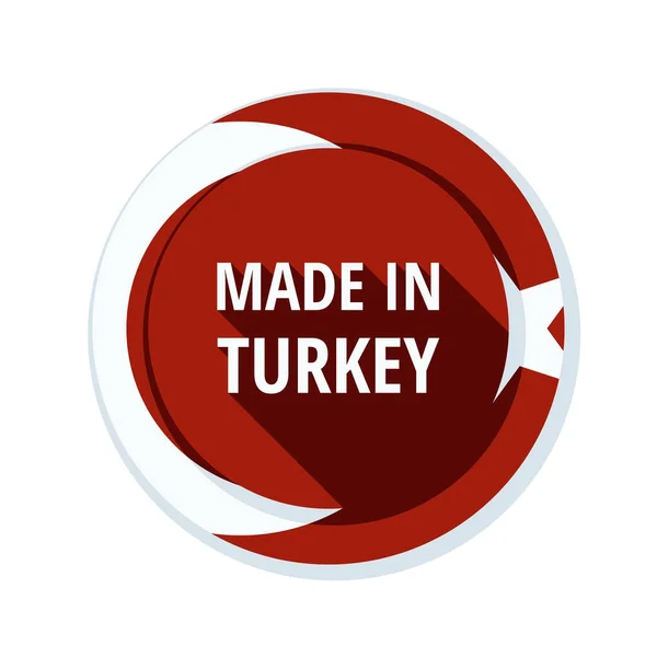 Турецький Прапор Кнопку Написом Зроблені Туреччині Вектор Ілюстрація — стоковий вектор