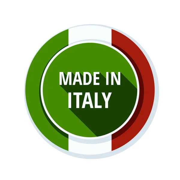 Botón Bandera Italia Con Inscripción Hecha Italia Ilustración Vectorial — Vector de stock