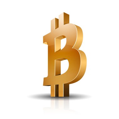 Bitcoin altın düğme işareti simgesi