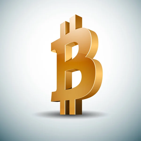 Bitcoin icône de signe de bouton d'or — Image vectorielle