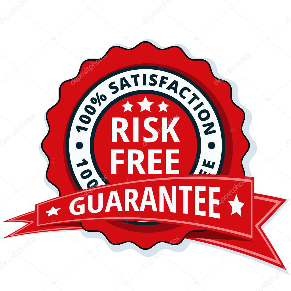 100% risk free satisfaction guaranteed sign , vector, illustration     