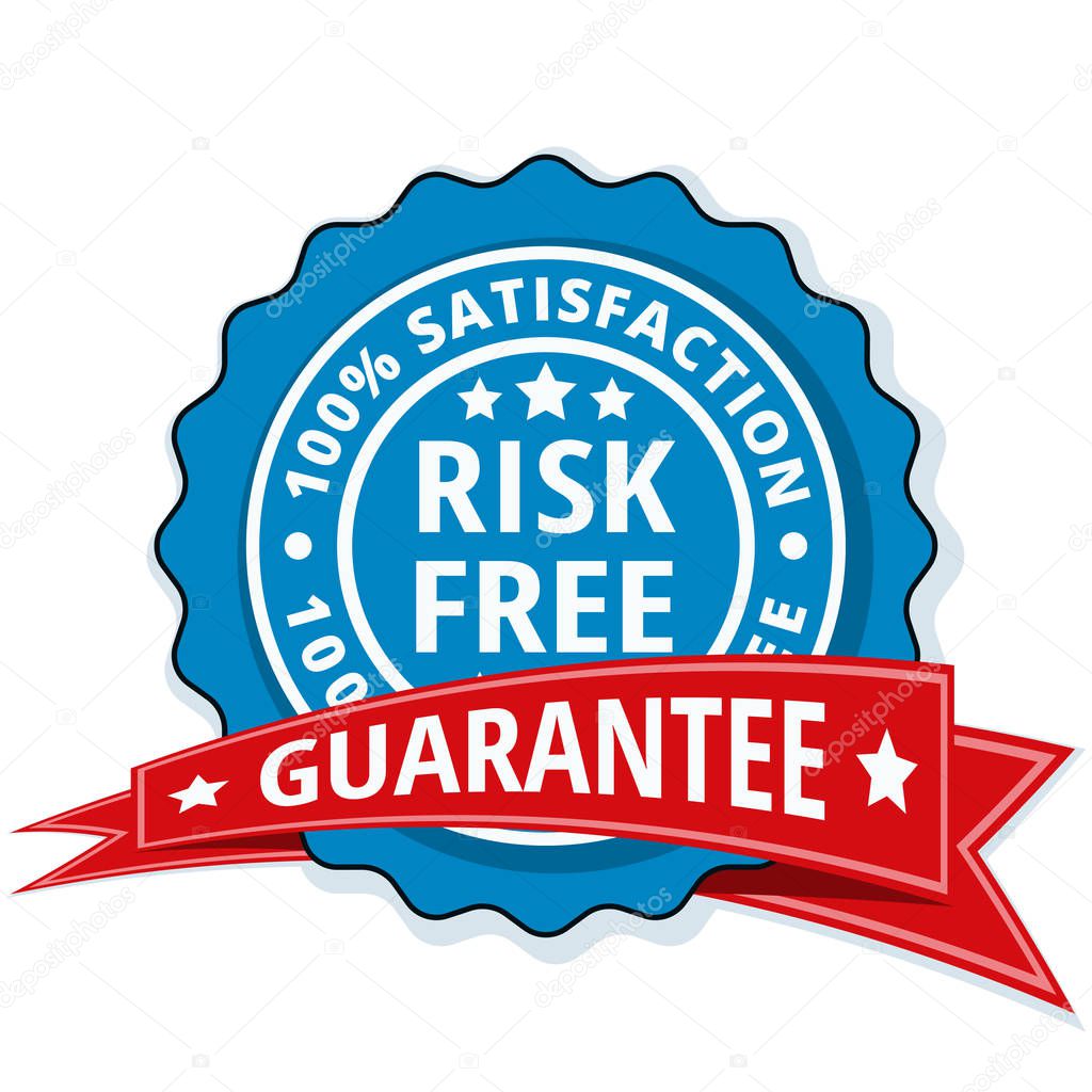 100% risk free satisfaction guaranteed sign , vector, illustration     