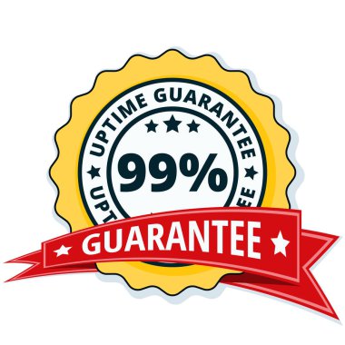 % 99 uptime garanti etiketi ile kırmızı kurdele, vektör, illüstrasyon 