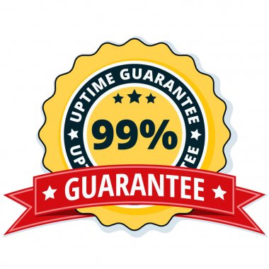 % 99 uptime garanti etiketi ile kırmızı kurdele, vektör, illüstrasyon 