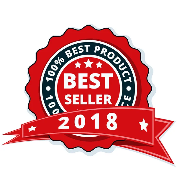 最高の売り手 2018 年ラベルと赤いリボン ベクトル イラスト — ストックベクタ