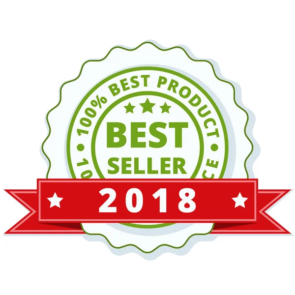 Best Seller 2018 Année Étiquette Avec Ruban Rouge Vecteur Illustration — Image vectorielle