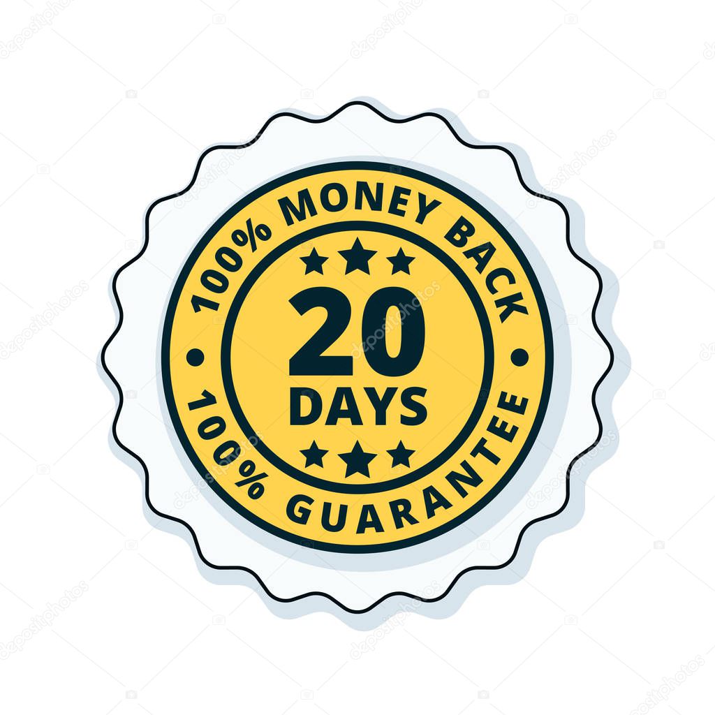 20 days money back guarantee icon, vector illustration    