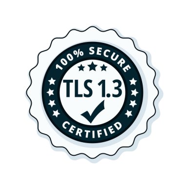 TLS 1.3 sertifikalı etiket, vektör, illüstrasyon 