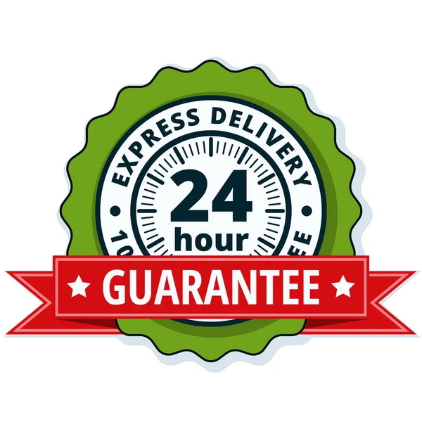 Express Delivery Guarantee Label Red Ribbon Vector Illustration Stock