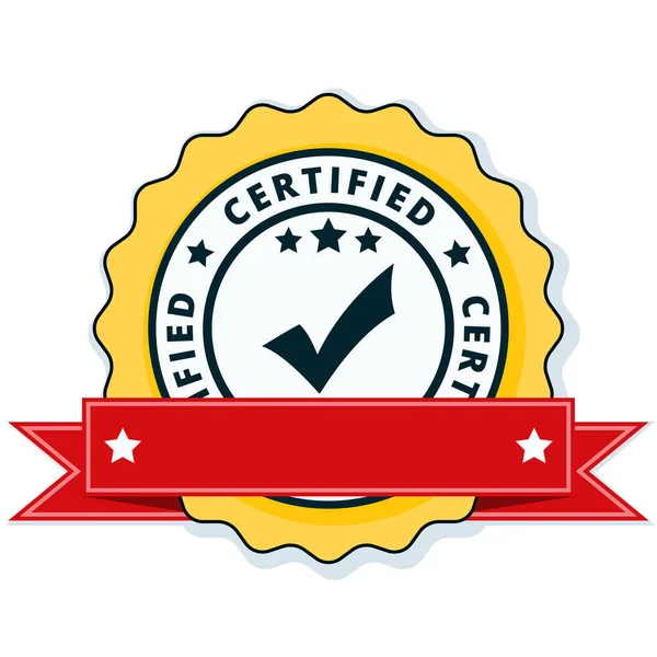 Sinal Botão Certificado Com Fita Vermelha Vetor Ilustração — Vetor de Stock