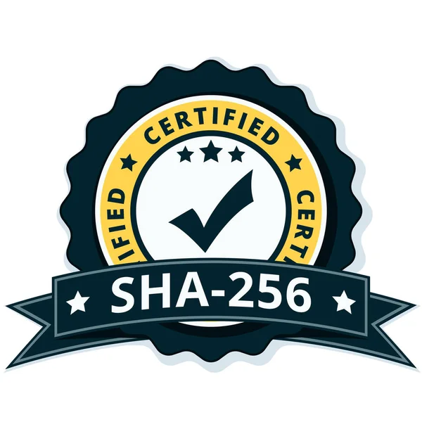 Sha 256 Certifikovaný Plochý Štítek Černé Stuhy Vektor Ilustrace — Stockový vektor