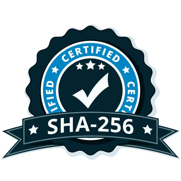 Sha 256 Certifikovaný Plochý Štítek Černé Stuhy Vektor Ilustrace — Stockový vektor