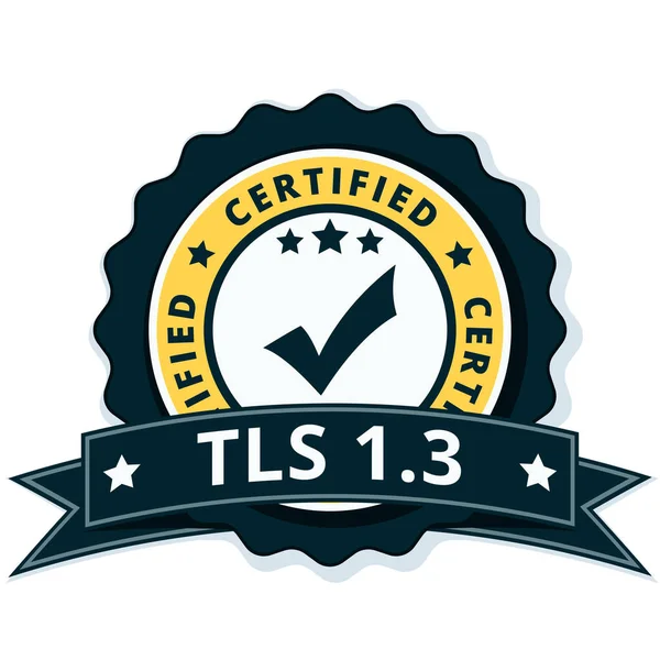 Tls Etiqueta Certificada Con Cinta Negra Vector Ilustración — Archivo Imágenes Vectoriales