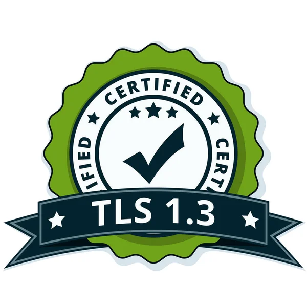 Tls 认证的标签与黑丝带 — 图库矢量图片