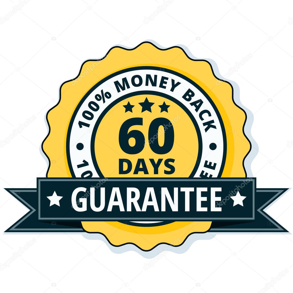 money back guarantee icon with black ribbon, vector illustration