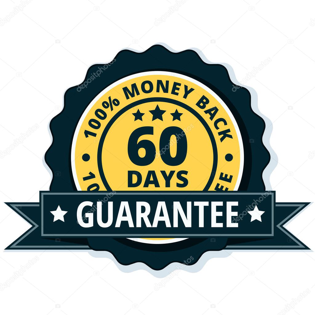 money back guarantee icon with black ribbon, vector illustration