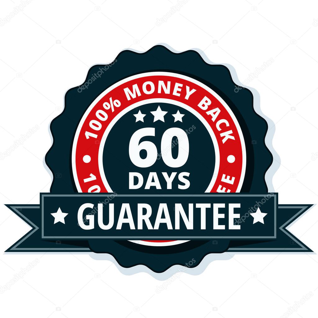 money back guarantee icon with black ribbon, vector illustration