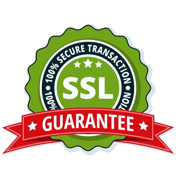 SSL certifikovaný tlačítko znamení — Stockový vektor