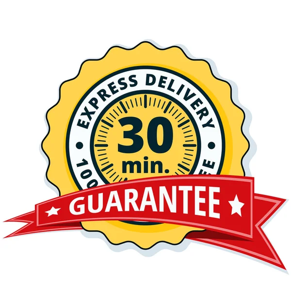 Express Delivery Guarantee Label Red Ribbon Vector Illustration Stock