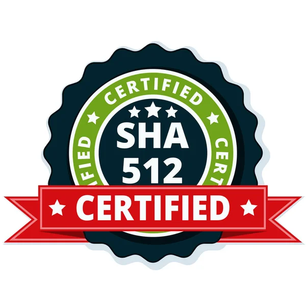 Sha 512 Certifikovaný Popisek Červenou Stužkou Vektor Ilustrace — Stockový vektor