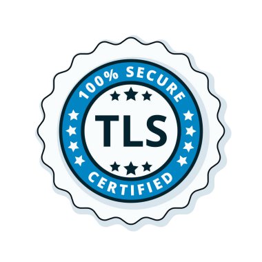 TLS sertifikalı etiket, vektör, illüstrasyon 