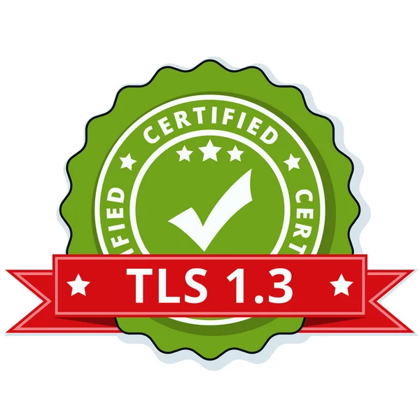 Tls 认证的标签与红色丝带 — 图库矢量图片