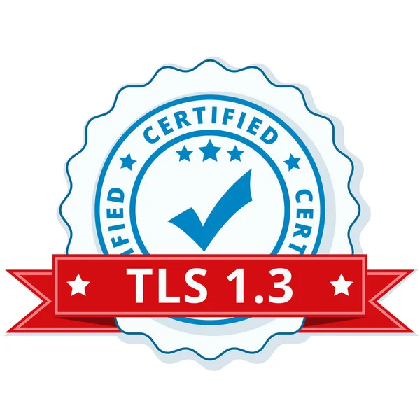Tls 认证的标签与红色丝带 — 图库矢量图片
