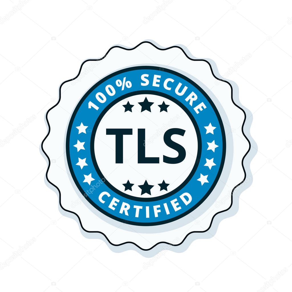 TLS Certified label, vector, illustration 