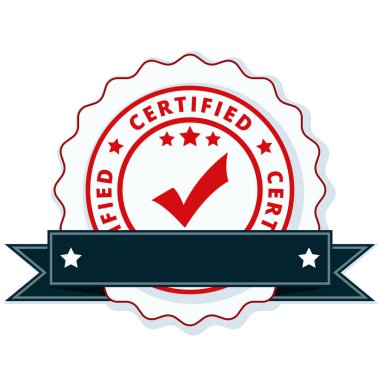 sertifikalı bir düz siyah şerit, vektör, illüstrasyon etiketle