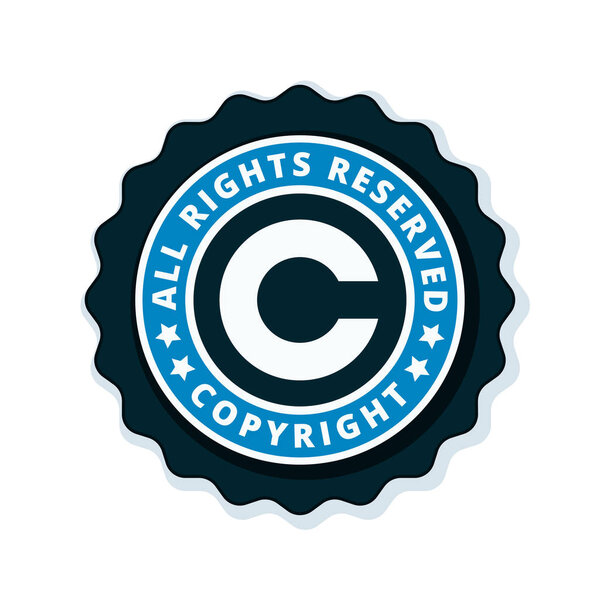 copyright guarantee flat label, vector illustration