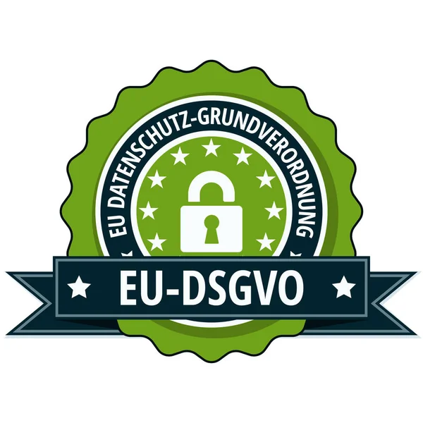 Vektor Illustration Design Der Grünen Dsgvo Flaches Etikett Mit Vorhängeschloss — Stockvektor