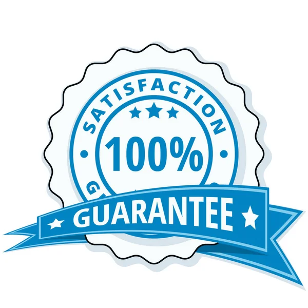 Vector Illustration Design Blue 100 Satisfaction Guarantee Icon Blue Ribbon — Stock Vector