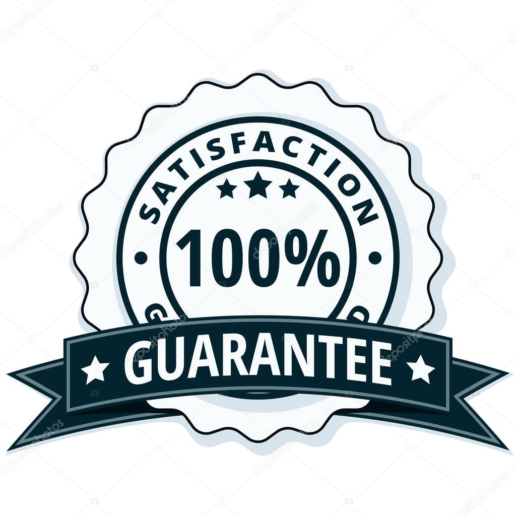 vector illustration design of 100 % satisfaction guarantee icon with Black ribbon