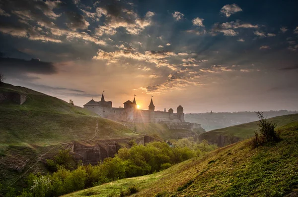 Pevnosti Kamjanec Podilskiy Čas Západu Slunce Ukrajina — Stock fotografie
