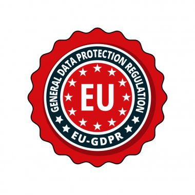 vektör çizim tasarım genel veri koruma Yönetmeliği metin ile kırmızı AB-Gdpr düz etiket