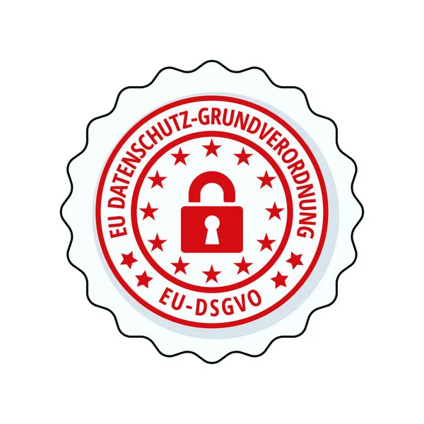 Векторна Ілюстрація Дизайну Червоної Плоскої Етикетки Dsgvo Значком Блокування — стоковий вектор