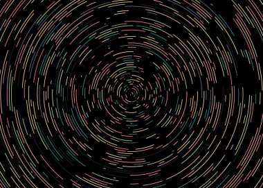 soyut renkli segmentli siyah arkaplan üzerindeki geometrik çember deseni, Hesapsal Üretim Sanatı  