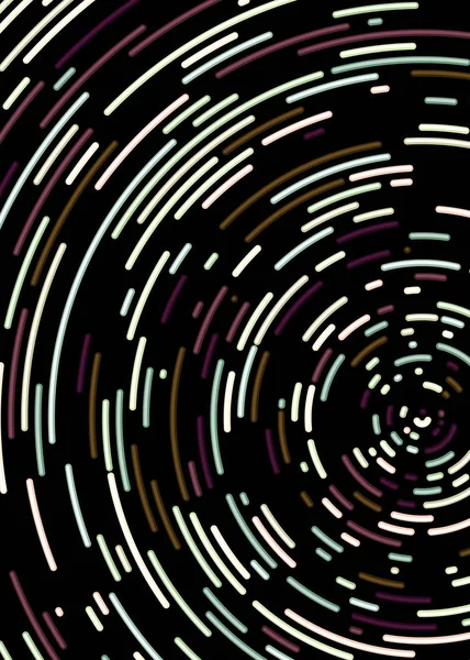 Abstrait Coloré Segmenté Motifs Cercles Géométriques Sur Fond Noir Art — Image vectorielle
