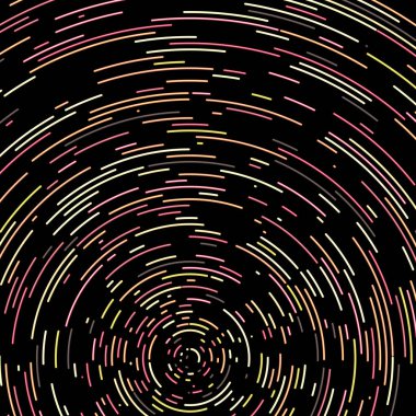 soyut renkli segmentli siyah arkaplan üzerindeki geometrik çember deseni, Hesapsal Üretim Sanatı  