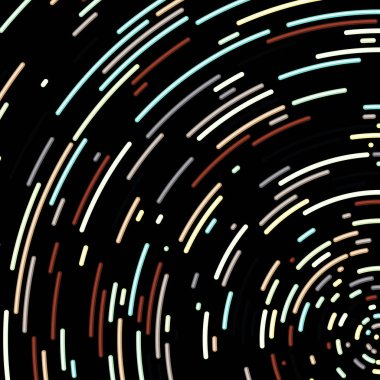 soyut renkli segmentli siyah arkaplan üzerindeki geometrik çember deseni, Hesapsal Üretim Sanatı  