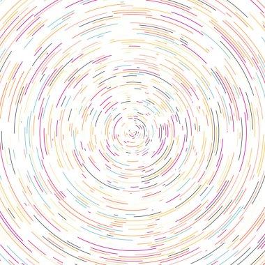 Beyaz arkaplanda soyut renkli segmentli geometrik daireler deseni, Hesaplamalı Üretim Sanatı   