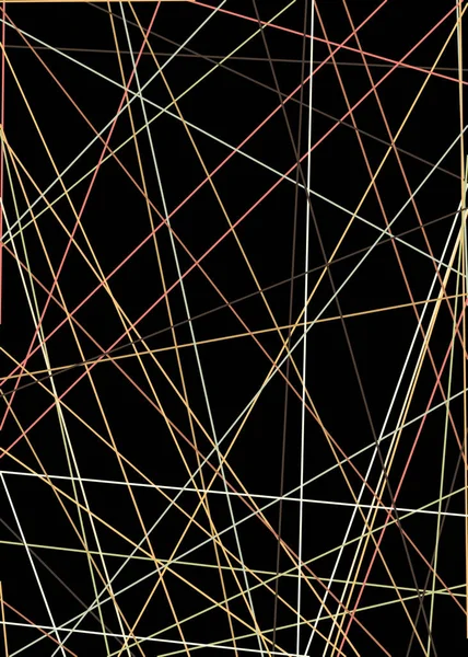 Abstrakt Konst Färgglada Linjer Slumpmässig Distribution Beräkningsgenerativ Konst Svart Bakgrund — Stock vektor