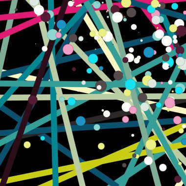 soyut sanat rengarenk çizgileri ve rastgele dağılımı siyah arkaplan üzerine hesaplayıcı üretken sanat 