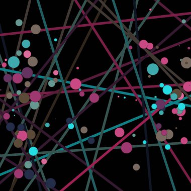 soyut sanat rengarenk çizgileri ve rastgele dağılımı siyah arkaplan üzerine hesaplayıcı üretken sanat 