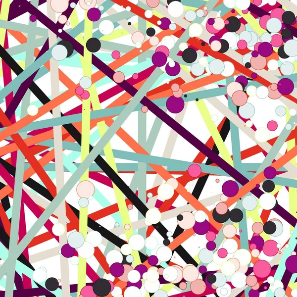 Arte Astratta Linee Colorate Punti Distribuzione Casuale Computational Generative Art — Vettoriale Stock