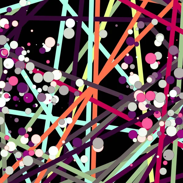Abstrakcyjna Sztuka Kolorowe Linie Kropki Losowa Dystrybucja Computational Generative Art — Wektor stockowy