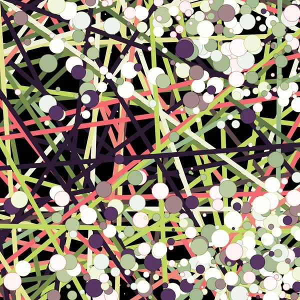 Abstracte Kunst Kleurrijke Lijnen Stippen Willekeurige Verdeling Computational Generative Art — Stockvector