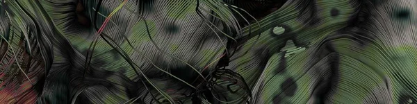 抽象芸術のカラフルな線のランダムな分布黒の背景に計算生成芸術 — ストック写真