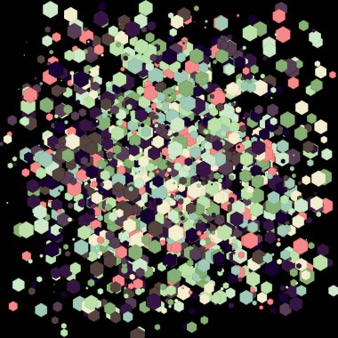 Siyah arkaplanda soyut sanat rengarenk dağıtılmış noktalar 