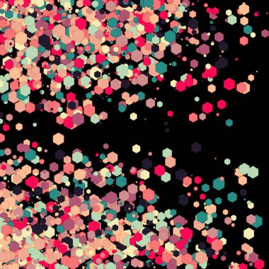 Siyah arkaplanda soyut sanat rengarenk dağıtılmış noktalar 